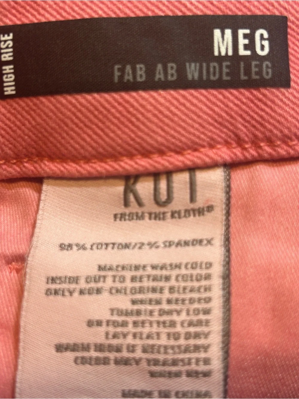 KUT From The Kloth Meg Fab Ab Wide Leg Jeans Size 2 Pink High Rise Raw Hem NWT